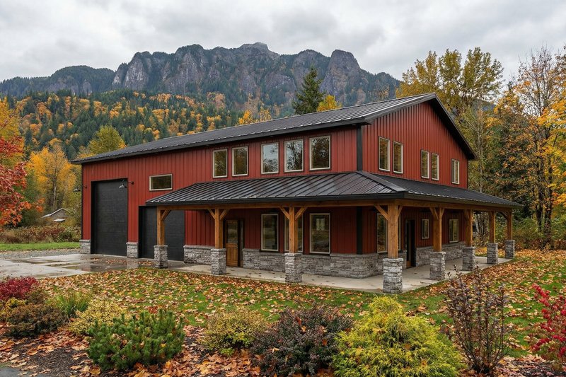 Dream House Plan - Barndominium Exterior - Front Elevation Plan #1084-12