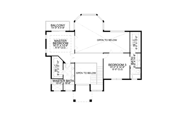 Floor Plan - Upper Floor for Mediterranean House Plan #420-288 - 3 bed, 4 bath