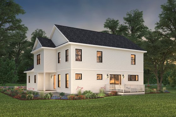 Exterior - Rear Elevation 1 for Farmhouse House Plan #497-16 - 4 bed, 3.5 bath