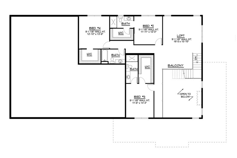 Home Plan - Floor Plan - Upper Floor for Barndominium House Plan #1064-221 - 4 bed, 4.5 bath