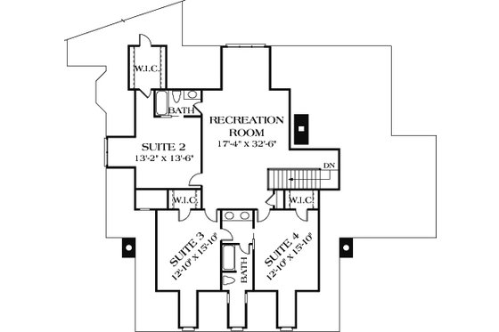 Floor Plan - Upper Floor for Country House Plan #453-16 - 4 bed, 3.5 bath