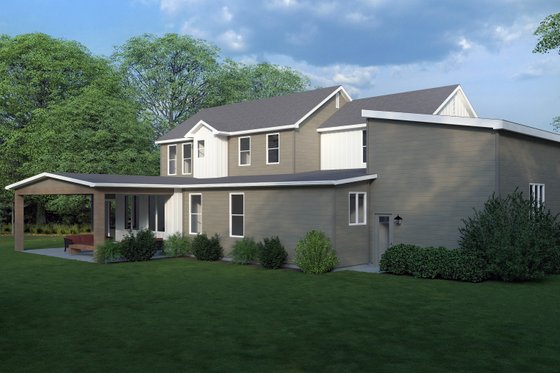 Exterior - Rear Elevation for Traditional House Plan #1111-14 - 4 bed, 2.5 bath