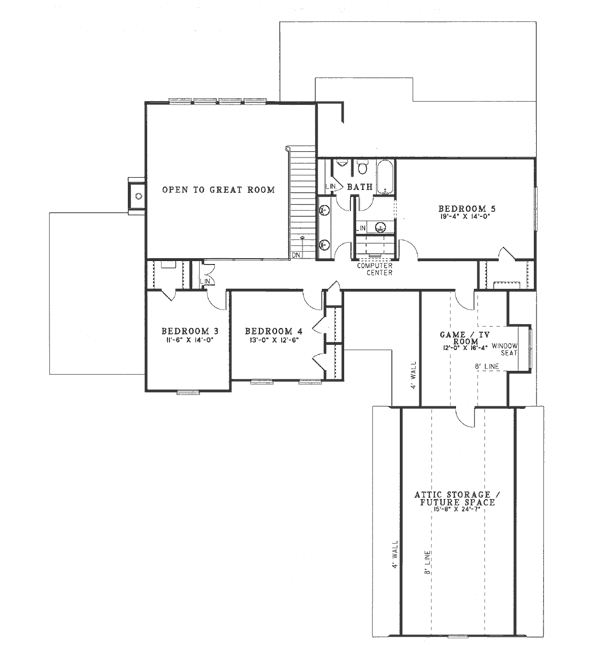Colonial Floor Plan - Upper Floor Plan #17-2074