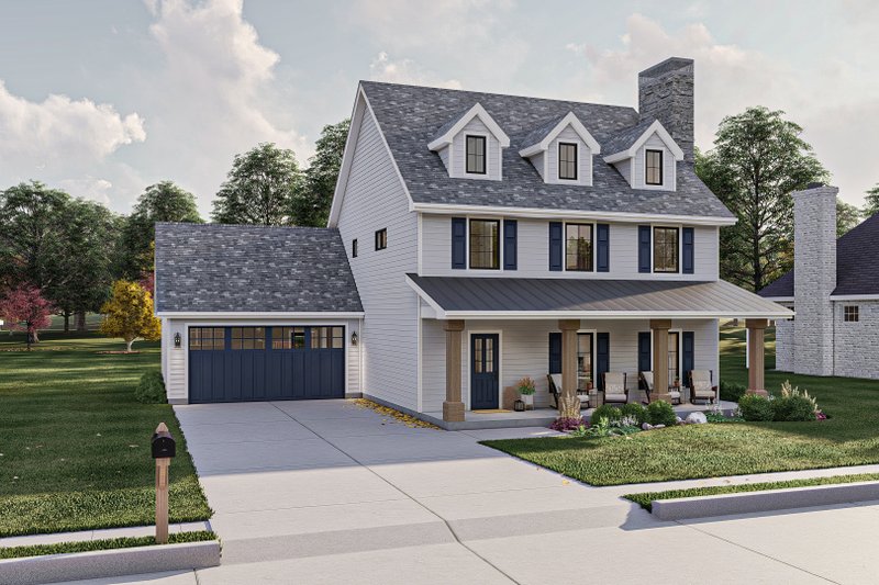 Architectural House Design - Colonial Exterior - Front Elevation Plan #455-590