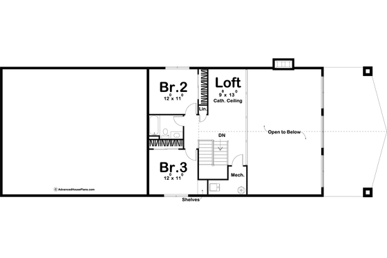 Floor Plan - Upper Floor for Barndominium House Plan #455-260 - 3 bed, 2.5 bath