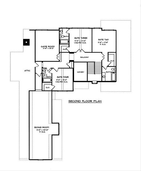 Architectural House Design - European Floor Plan - Upper Floor Plan #413-146