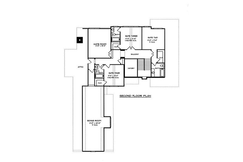 Dream House Plan - Floor Plan - Upper Floor for European House Plan #413-146 - 4 bed, 4.5 bath