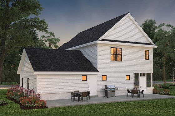 Exterior - Rear Elevation for Farmhouse House Plan #497-43 - 3 bed, 2.5 bath