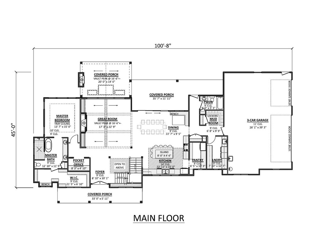 Floor Plan - Main Floor for Farmhouse House Plan #1089-64 - 4 bed, 4 bath
