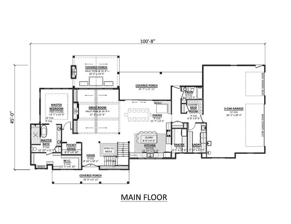 Home Plan - Floor Plan - Main Floor for Farmhouse House Plan #1089-64 - 4 bed, 4 bath