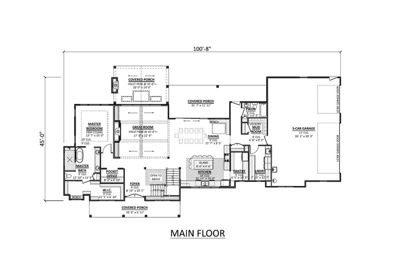 Home Plan - Floor Plan - Main Floor for Farmhouse House Plan #1089-64 - 4 bed, 4 bath
