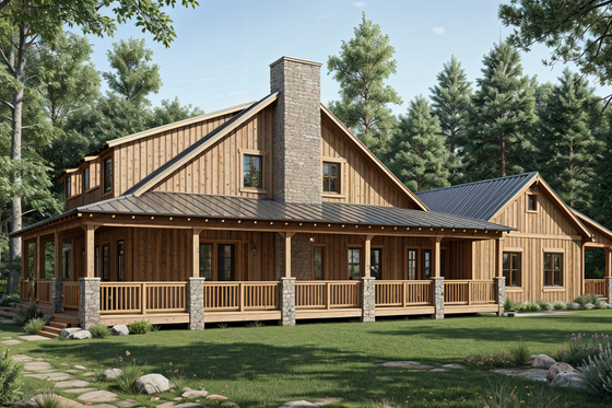 Exterior - Front Elevation 3 for Country House Plan #17-2917 - 10 bed, 3.5 bath