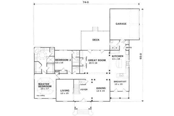 Floor Plan - Main Floor for Colonial House Plan #129-163 - 5 bed, 5 bath