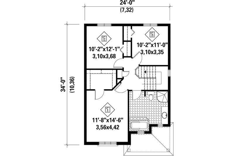 House Plan Design - Floor Plan - Upper Floor for Traditional House Plan #25-4473 - 3 bed, 1 bath