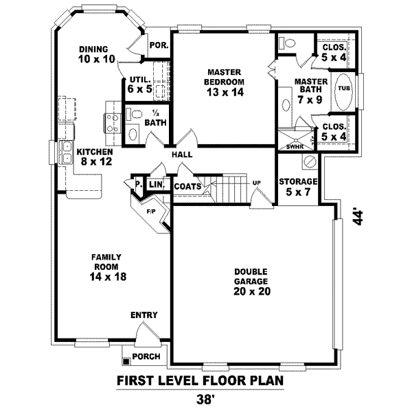 Floor Plan - Main Floor for Colonial House Plan #81-1375 - 3 bed, 2.5 bath