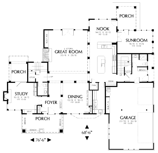 House Plan Design - Craftsman Floor Plan - Main Floor Plan #48-150