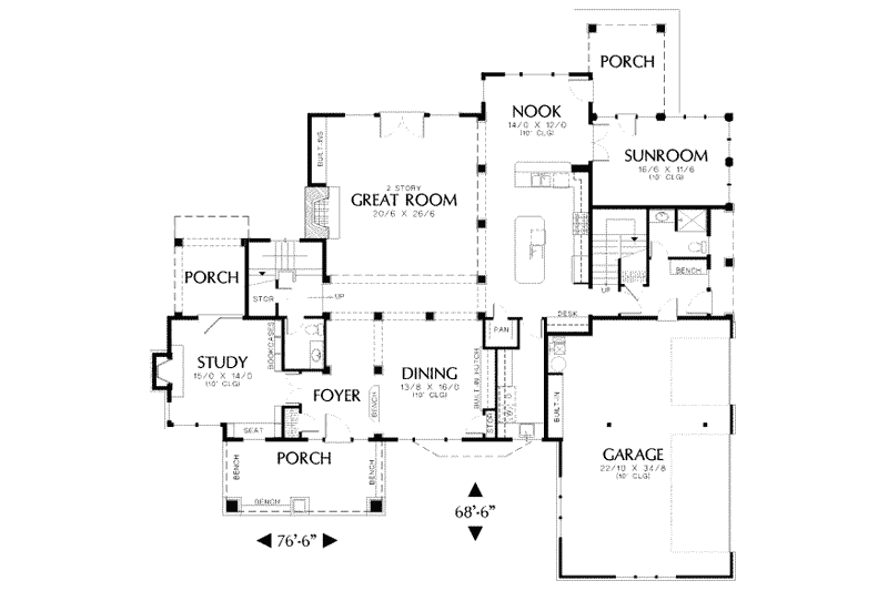 Home Plan - Floor Plan - Main Floor for Craftsman House Plan #48-150 - 5 bed, 4.5 bath