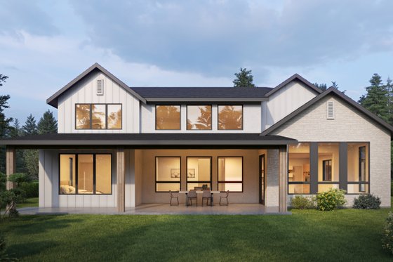 Exterior - Rear Elevation for Farmhouse House Plan #1066-284 - 5 bed, 5.5 bath
