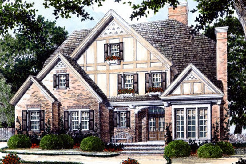 House Plan Design - Tudor Exterior - Front Elevation Plan #429-14