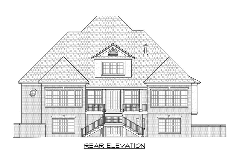 House Blueprint - Exterior - Rear Elevation 1 for European House Plan #1054-82 - 5 bed, 4.5 bath
