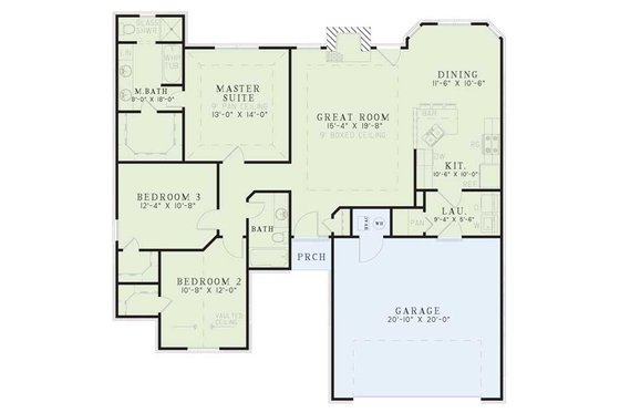 Floor Plan - Main Floor for Traditional House Plan #17-117 - 3 bed, 2 bath