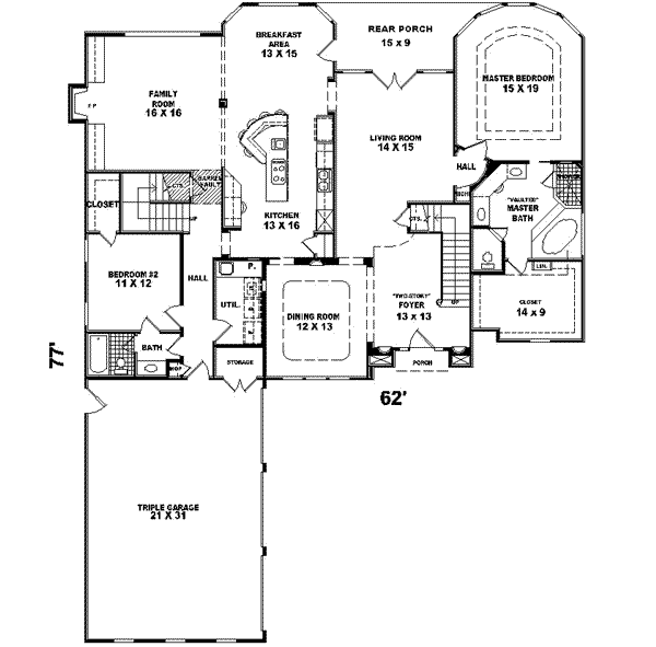 Traditional Style House Plan - 4 Beds 3 Baths 3672 Sq/Ft Plan #81-590 ...