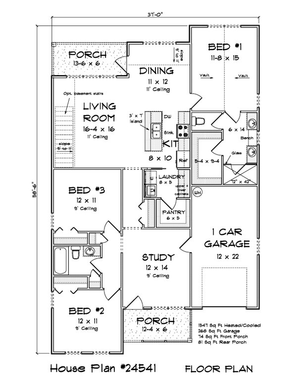 House Blueprint - Cottage Floor Plan - Main Floor Plan #513-2334