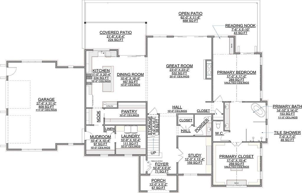Floor Plan - Main Floor for Modern House Plan #1116-54 - 4 bed, 4.5 bath