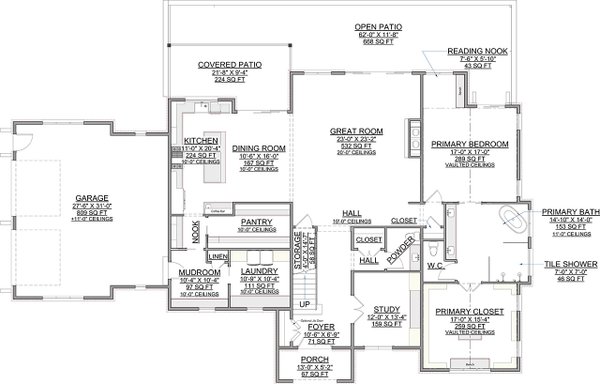 Dream House Plan - Floor Plan - Main Floor for Modern House Plan #1116-54 - 4 bed, 4.5 bath