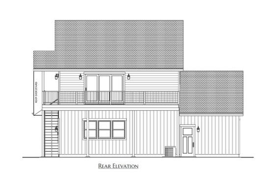 Exterior - Rear Elevation 2 for Farmhouse House Plan #1099-10 - 1 bed, 1 bath