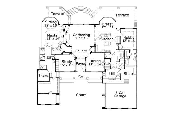 Floor Plan - Main Floor for Traditional House Plan #411-141 - 3 bed, 3.5 bath