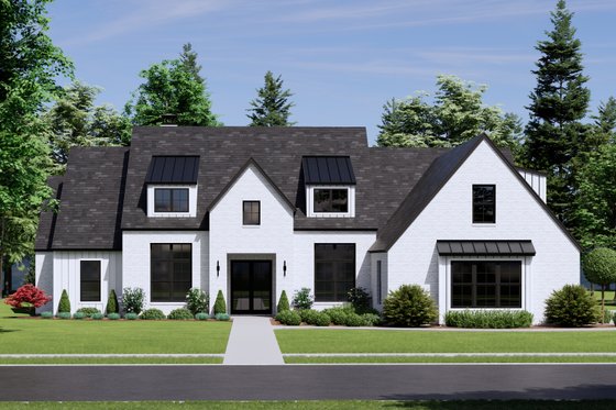Exterior - Front Elevation 3 for European House Plan #1096-152 - 4 bed, 4.5 bath