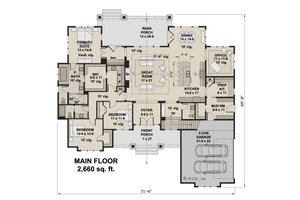Floor Plan - Main Floor for Farmhouse House Plan #51-1232 - 3 bed, 2.5 bath
