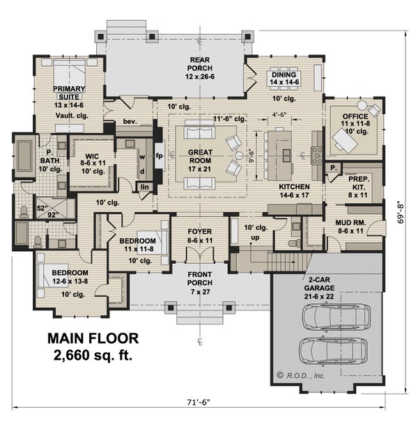 Farmhouse Floor Plan - Main Floor Plan #51-1232