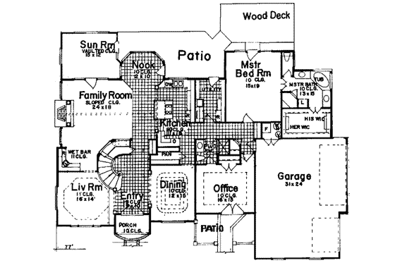 Floor Plan - Main Floor for European House Plan #52-162 - 3 bed, 3.5 bath