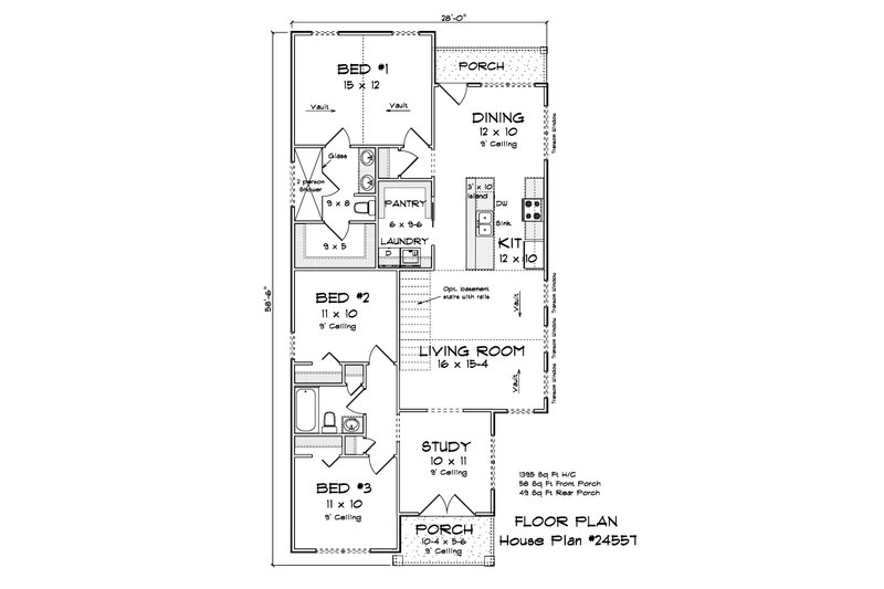 House Plan Design - Floor Plan - Main Floor for Cottage House Plan #513-2350 - 3 bed, 2 bath