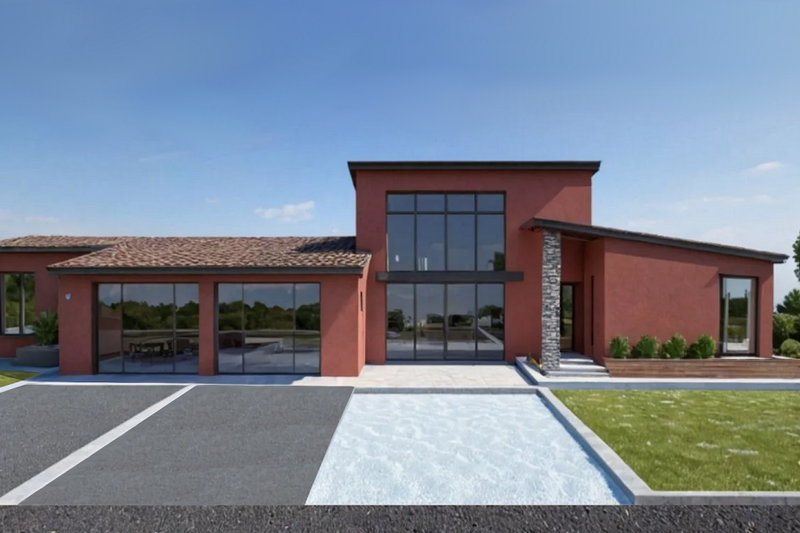 House Blueprint - Exterior - Front Elevation 4 for Contemporary House Plan #542-18 - 3 bed, 4 bath