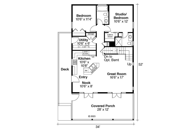 House Plan Design - Floor Plan - Main Floor for Cottage House Plan #124-916 - 2 bed, 2 bath