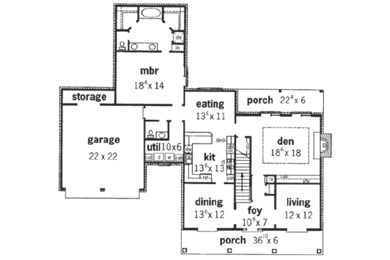 Floor Plan - Main Floor for Country House Plan #16-215 - 4 bed, 2.5 bath