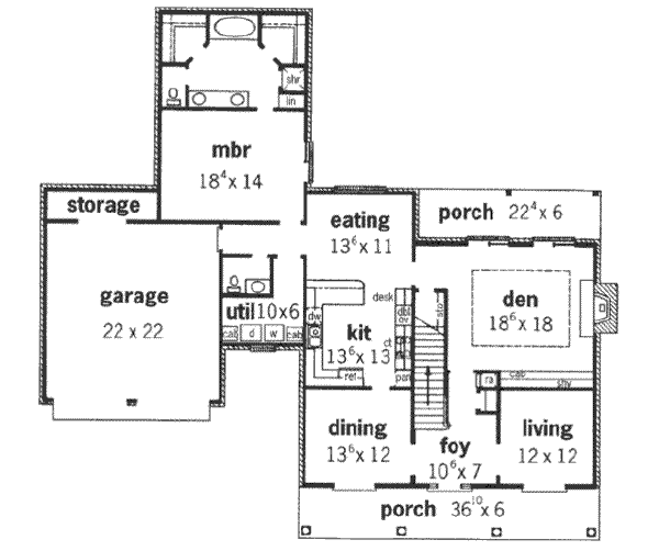 Country Floor Plan - Main Floor Plan #16-215