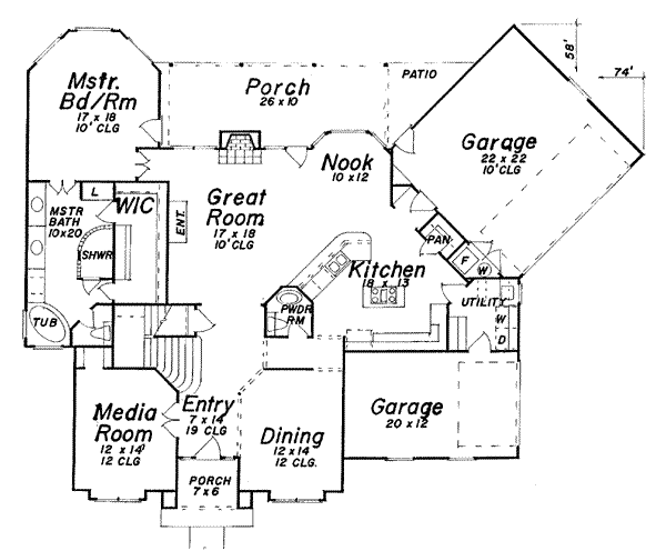 Dream House Plan - European Floor Plan - Main Floor Plan #52-149