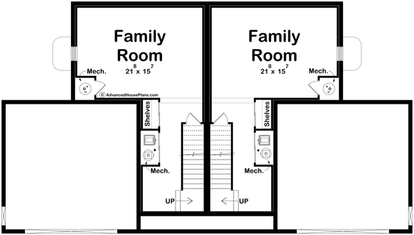 Home Plan - Floor Plan - Lower Floor for Farmhouse House Plan #455-808 - 3 bed, 2.5 bath