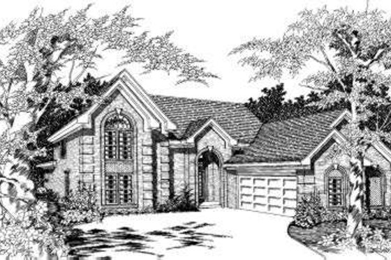 Exterior - Front Elevation for European House Plan #329-116 - 5 bed, 3 bath