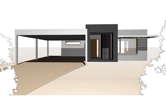 Exterior - Front Elevation for Modern House Plan #496-9 - 4 bed, 2 bath