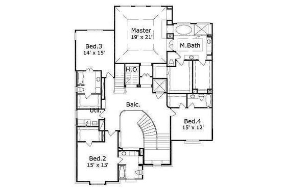 Floor Plan - Upper Floor for Traditional House Plan #411-389 - 4 bed, 3.5 bath