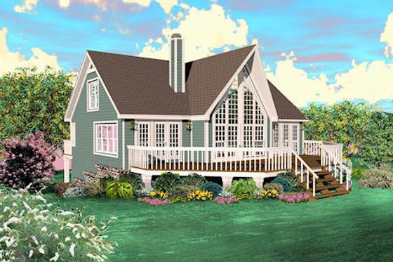 Exterior - Front Elevation for Country House Plan #81-13784 - 2 bed, 3 bath