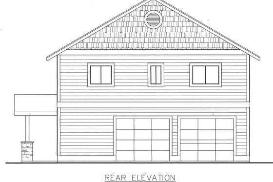 Exterior - Rear Elevation for Country House Plan #117-881 - 2 bed, 2 bath
