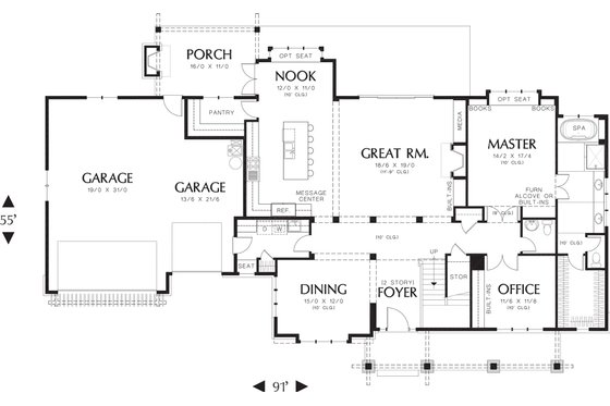 Floor Plan - Main Floor for Craftsman House Plan #48-249 - 4 bed, 3.5 bath