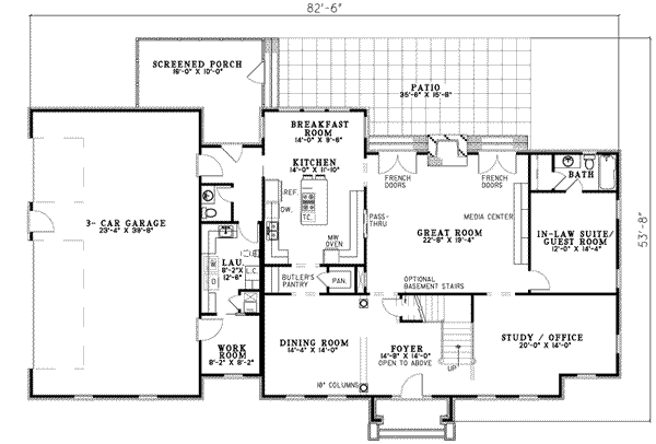 Home Plan - Colonial Floor Plan - Main Floor Plan #17-2090
