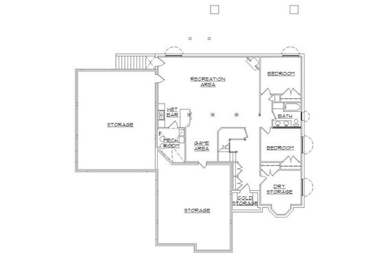 Floor Plan - Lower Floor for Bungalow House Plan #5-407 - 6 bed, 4.5 bath